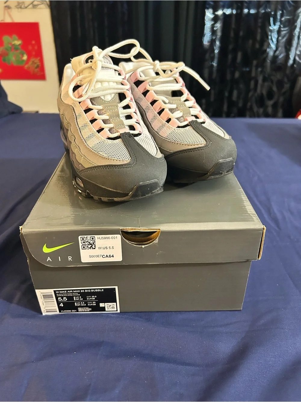 Nike Women’s' Air Max 95 BIG BUBBLE Sneakers - White, Pink, Blk, Gray Mesh Style